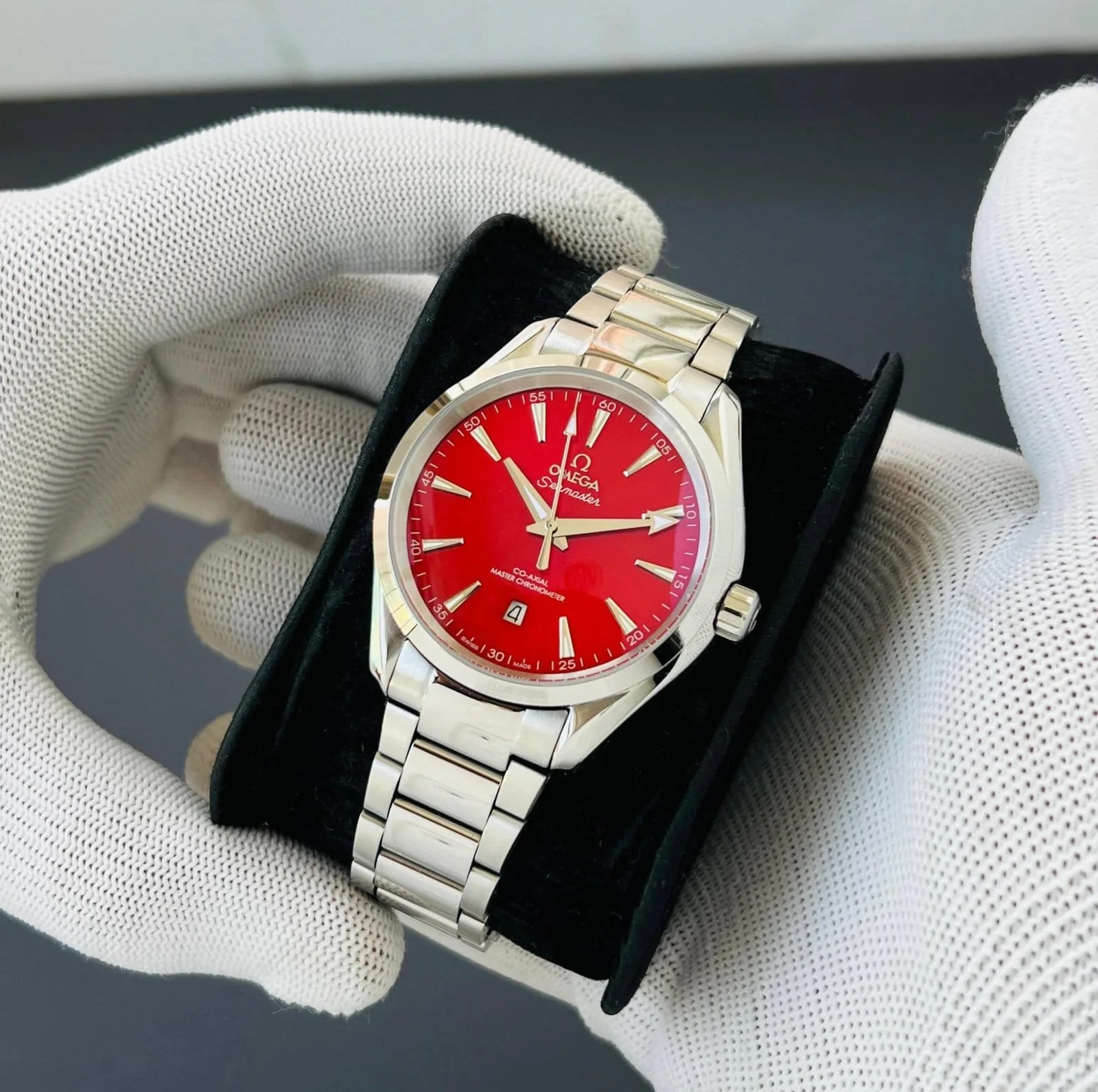 first copy watches Omega Seamaster Aqua Terra Red Dial Premium Watch Store Omega Seamaster Aqua Terra Red Dial - Image 2