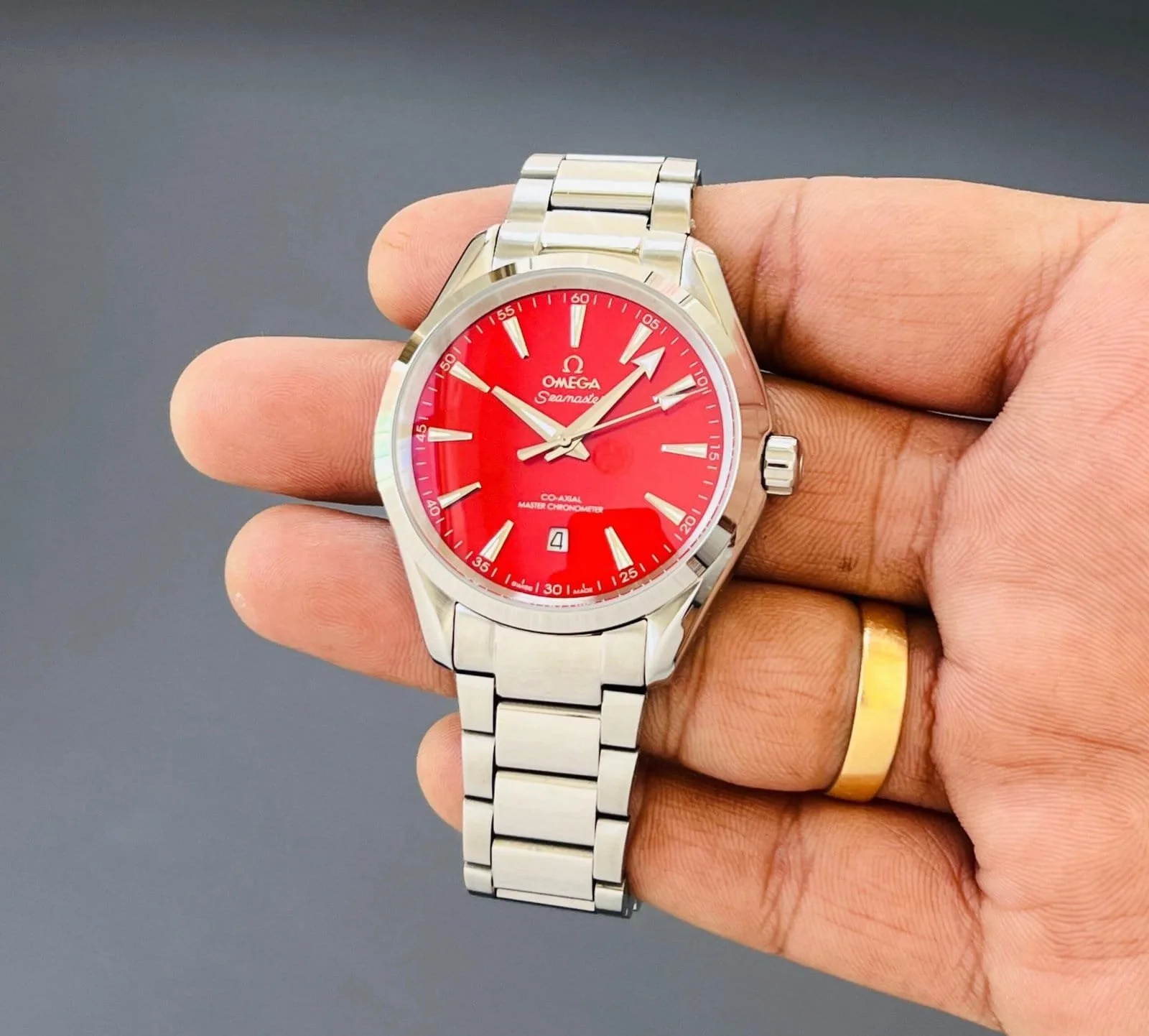 first copy watches Omega Seamaster Aqua Terra Red Dial Premium Watch Store Omega Seamaster Aqua Terra Red Dial