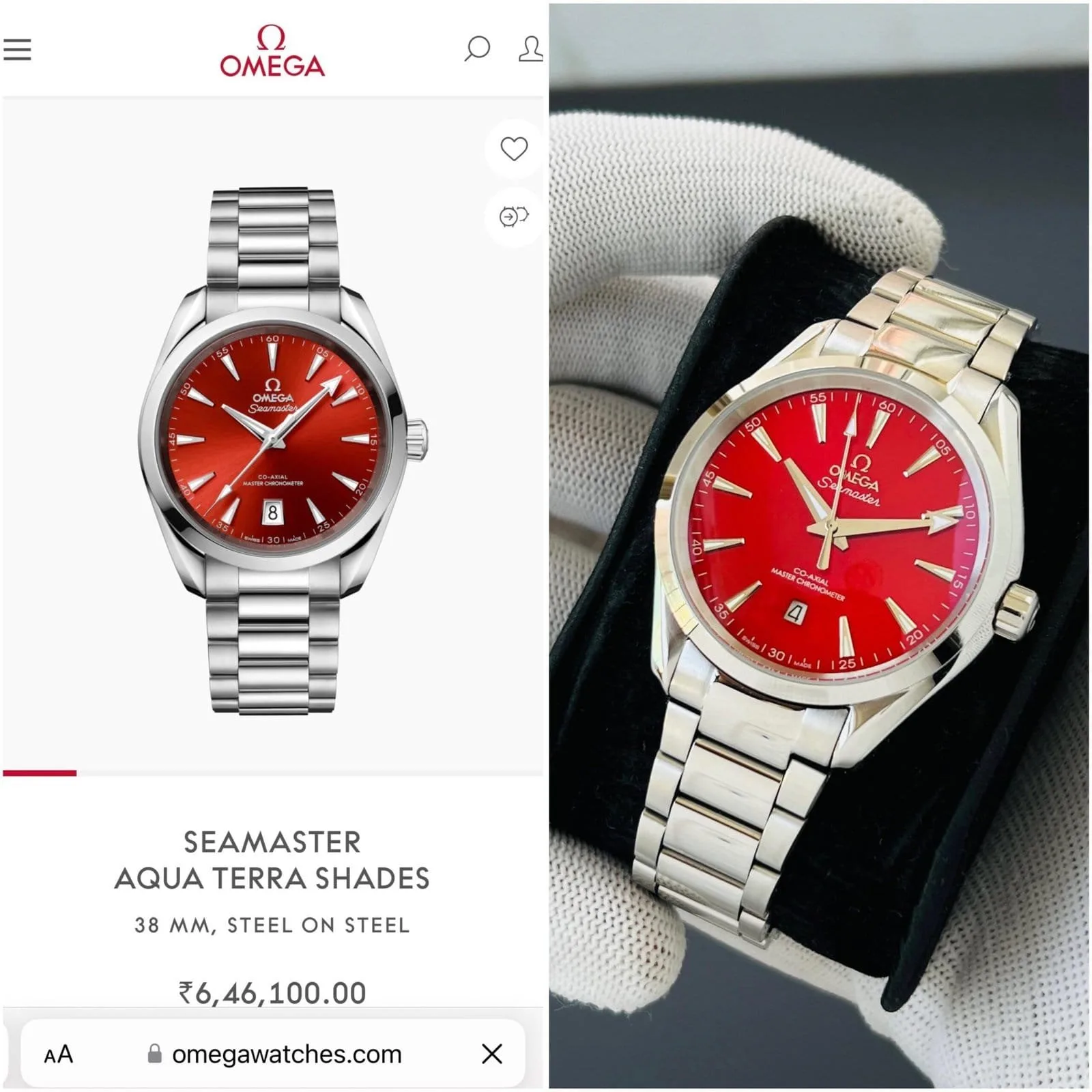 first copy watches Omega Seamaster Aqua Terra Red Dial Premium Watch Store Omega Seamaster Aqua Terra Red Dial - Image 4