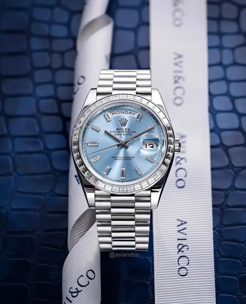 First Copy Watches https://premiumwatchstore.in/ Rolex Day-Date Platinum – Blue Diamond Dial