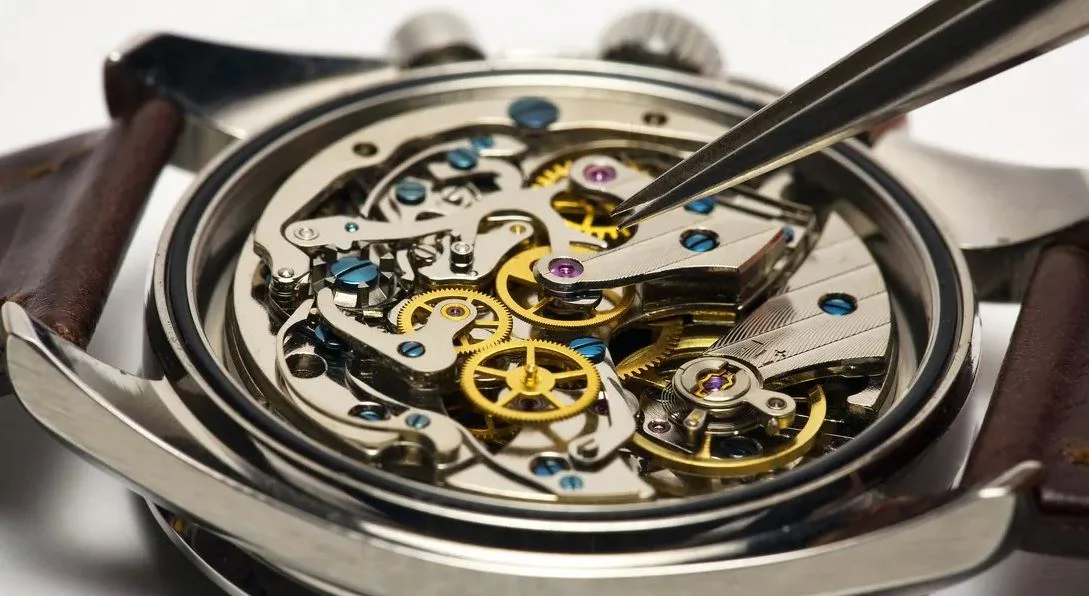 Intricate mechanical watch movement details