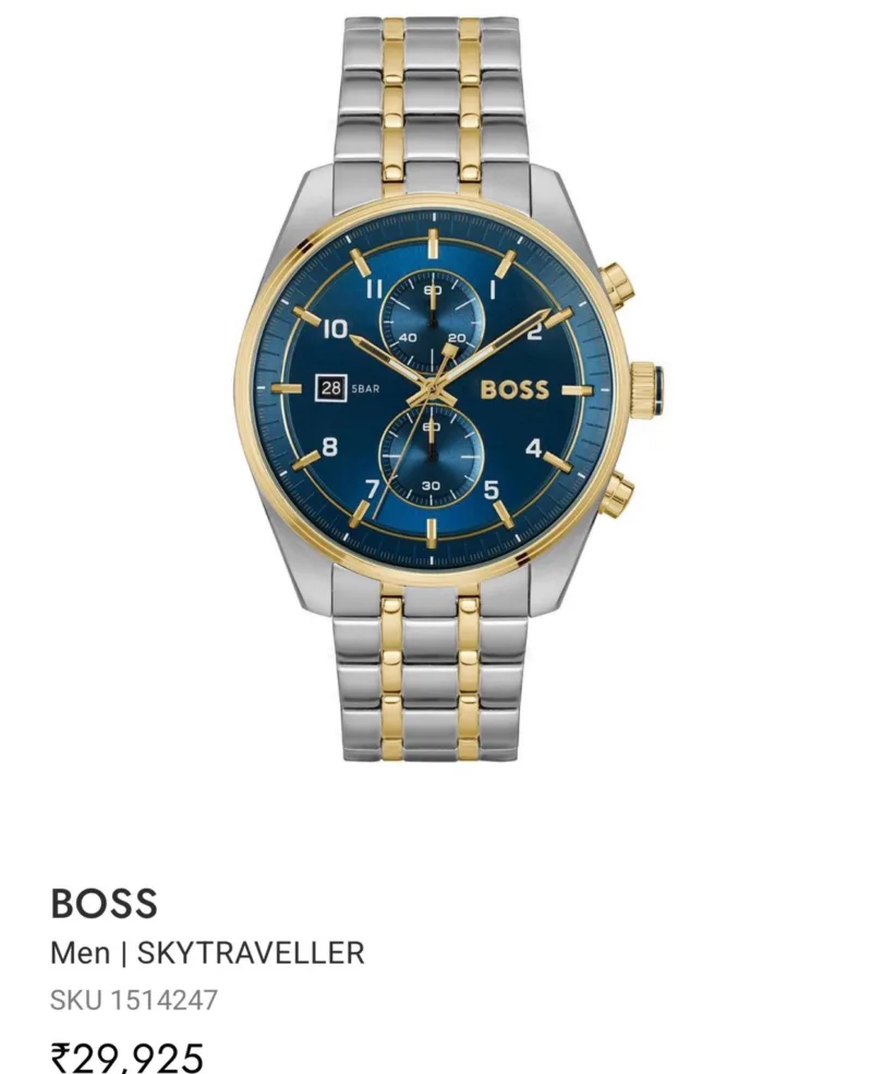 BOSS Skytraveller Model 1514247 Golden Strap