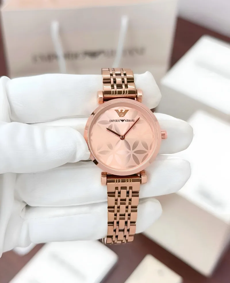 Emporio Armani Slim Rose Gold Floral Dial