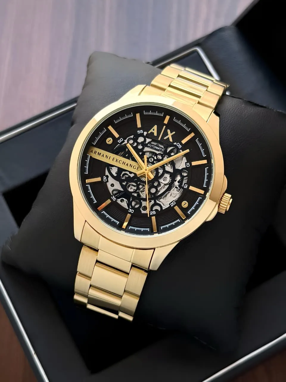 first copy watches Watches A/X Hampton Automatic Skeleton Dial Premium Armani Exchange