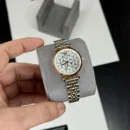Emporio Armani Two-Tone Rose Gold & Silver Floral Dial