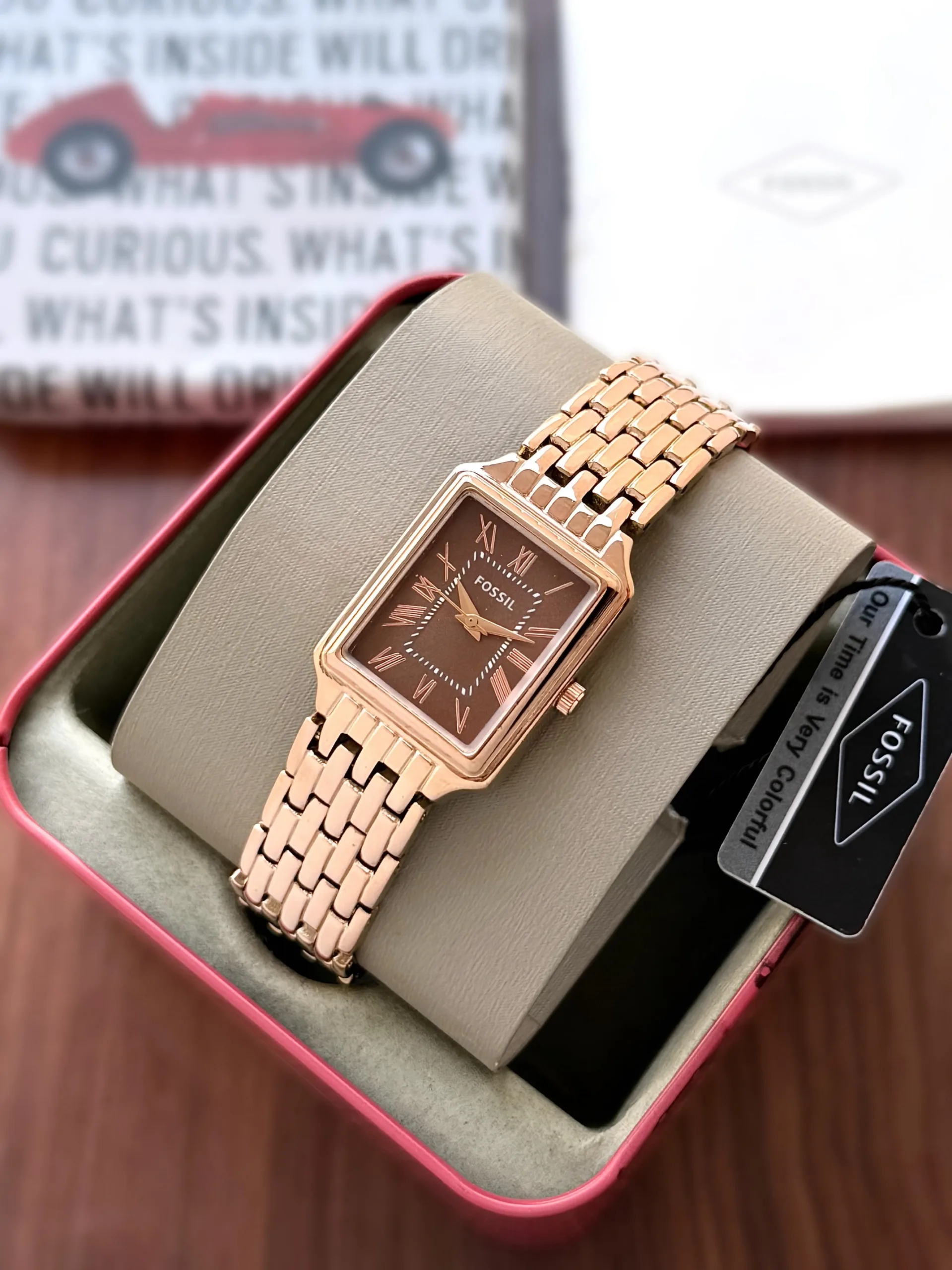 first copy watches Watches Fossil Raquel Brown Rectangular Dial Premium Fossil Raquel Brown Rectangular Dial - Image 2