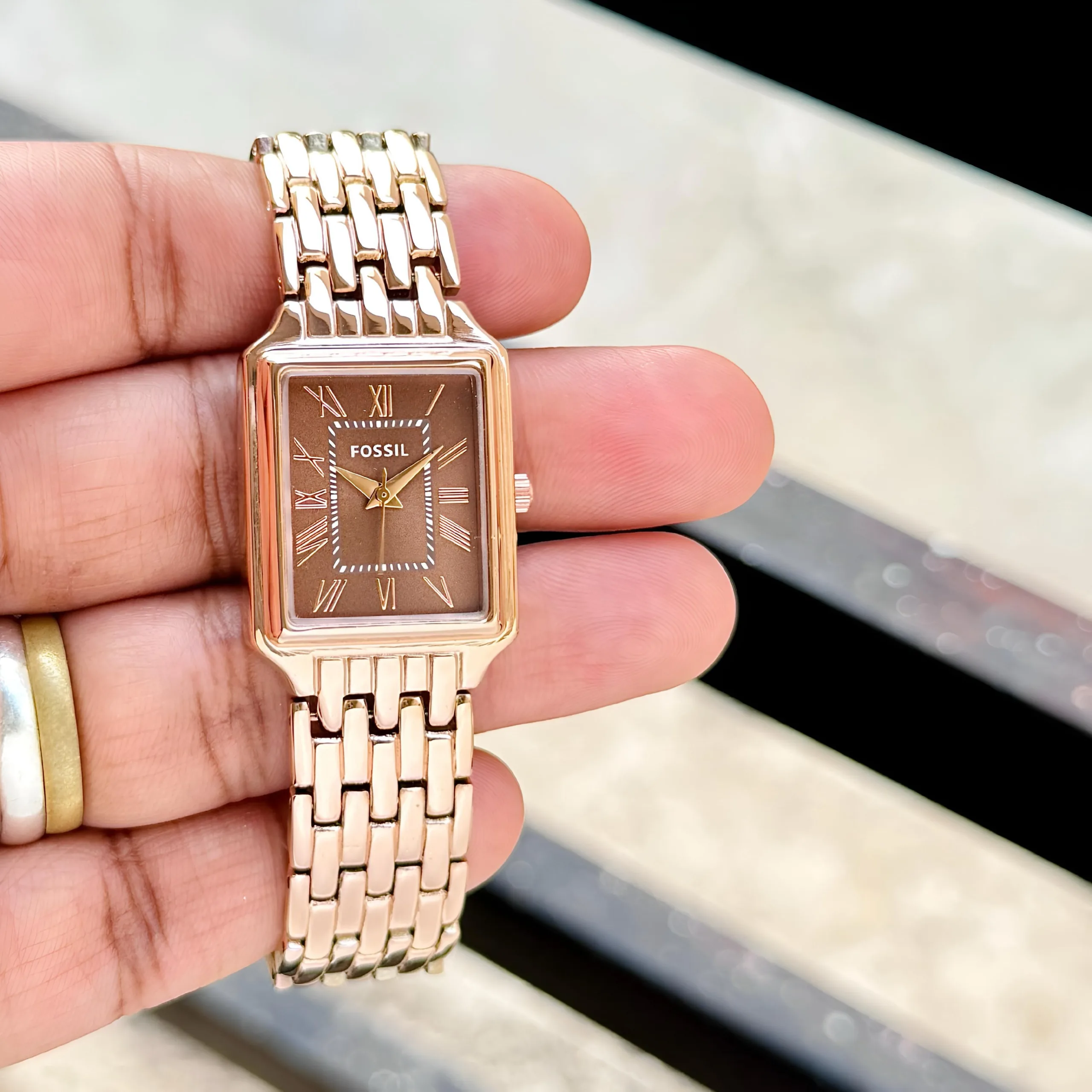 first copy watches Watches Fossil Raquel Brown Rectangular Dial Premium Fossil Raquel Brown Rectangular Dial - Image 6