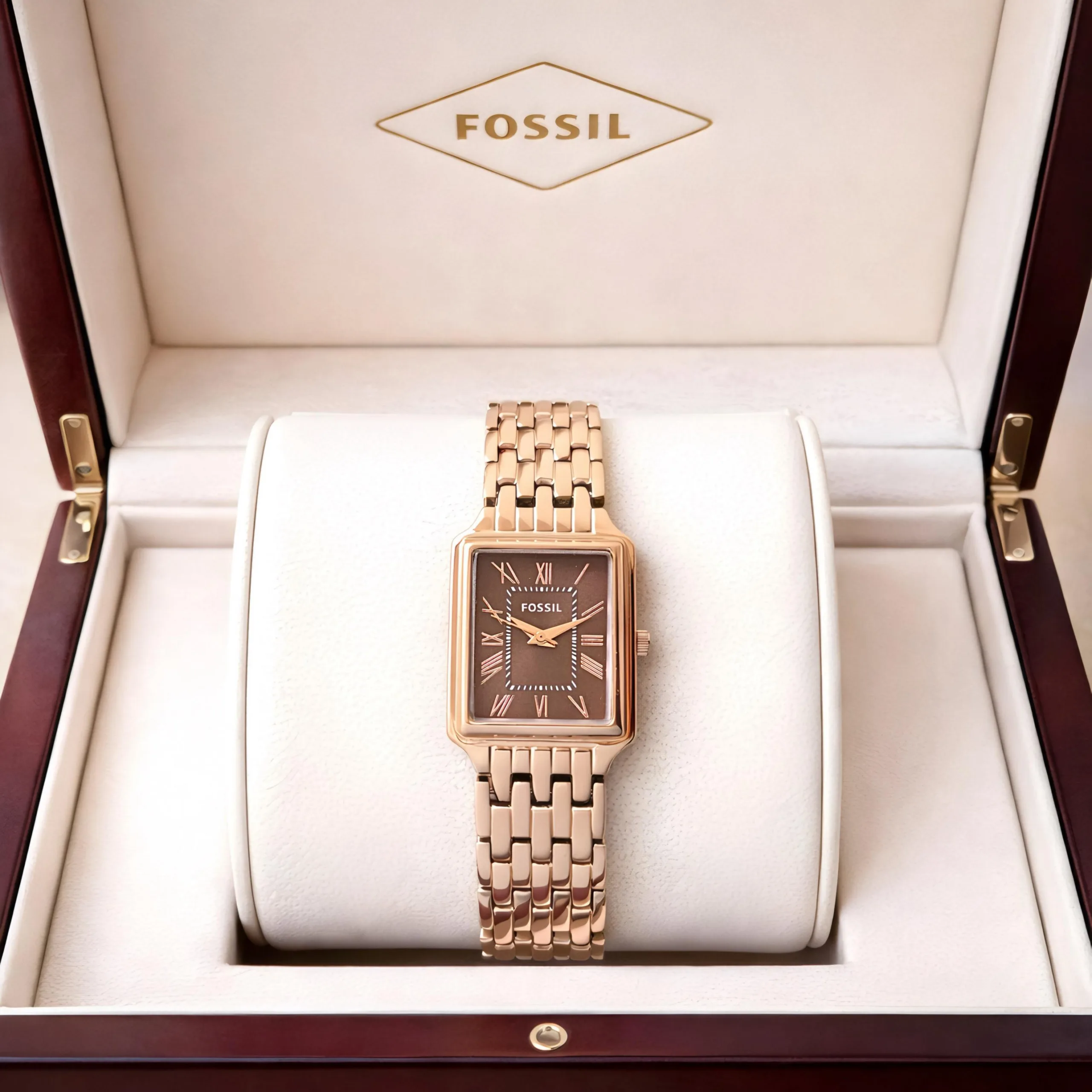 first copy watches Watches Fossil Raquel Brown Rectangular Dial Premium Fossil
