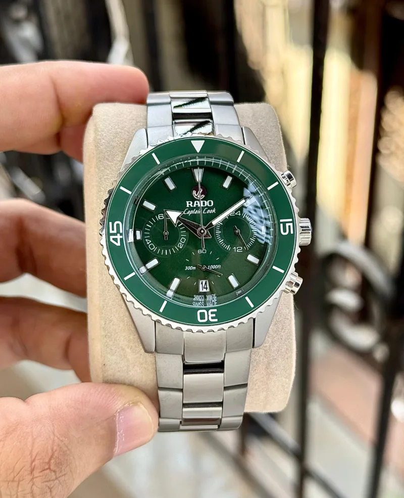 first copy watches Watches First Copy Watches at Best Price in India Premium RADO Captain Cook Sport Chronograph Green Dial3