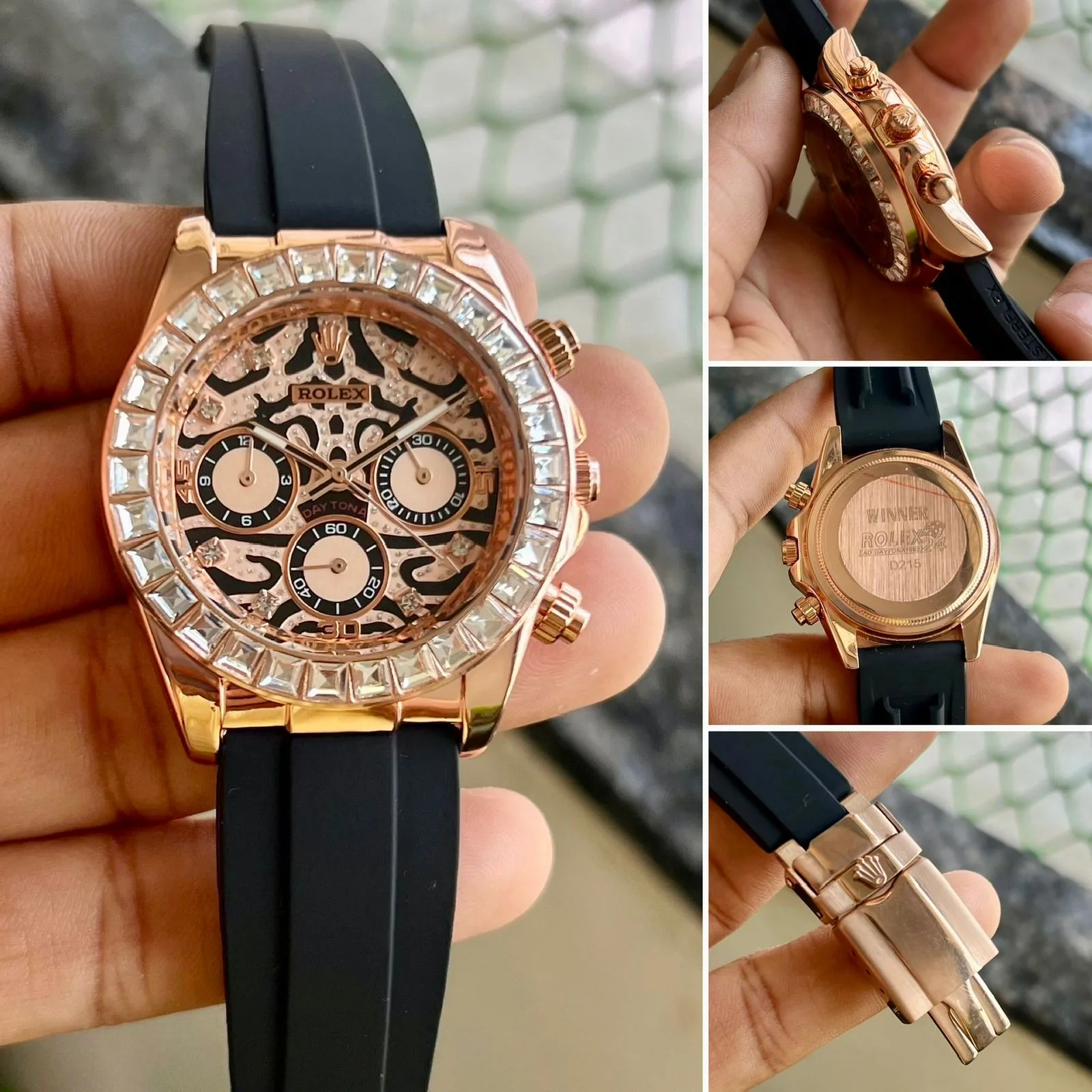 first copy watches Watches Rolex Tiger Daytona Rainbow Diamond Bezel Premium Rolex Tiger Daytona Rainbow Diamond Bezel - Image 2