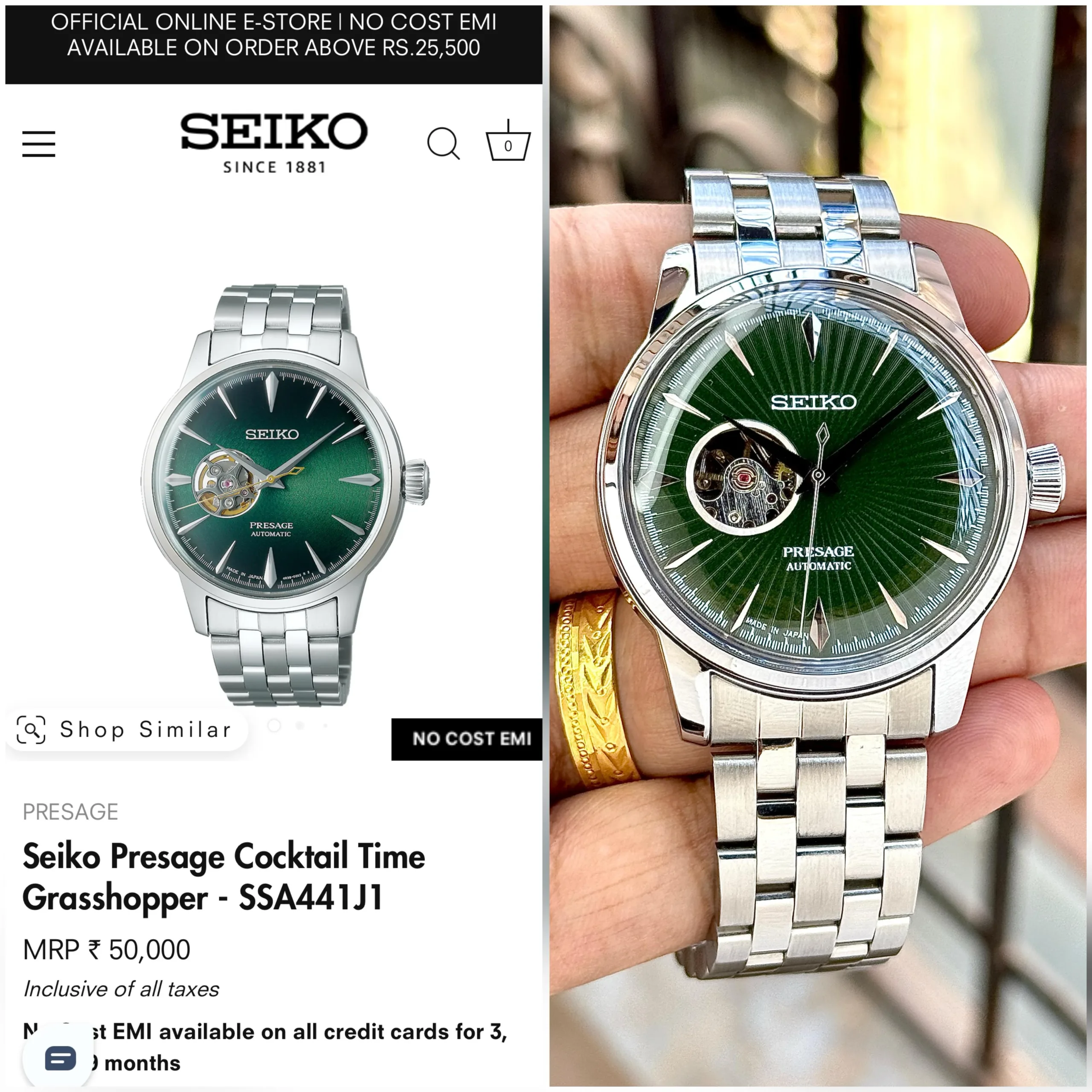 first copy watches Watches Seiko Presage Cocktail Time “Grasshopper” Open Heart Premium Seiko Presage Cocktail Time “Grasshopper” Open Heart - Image 3