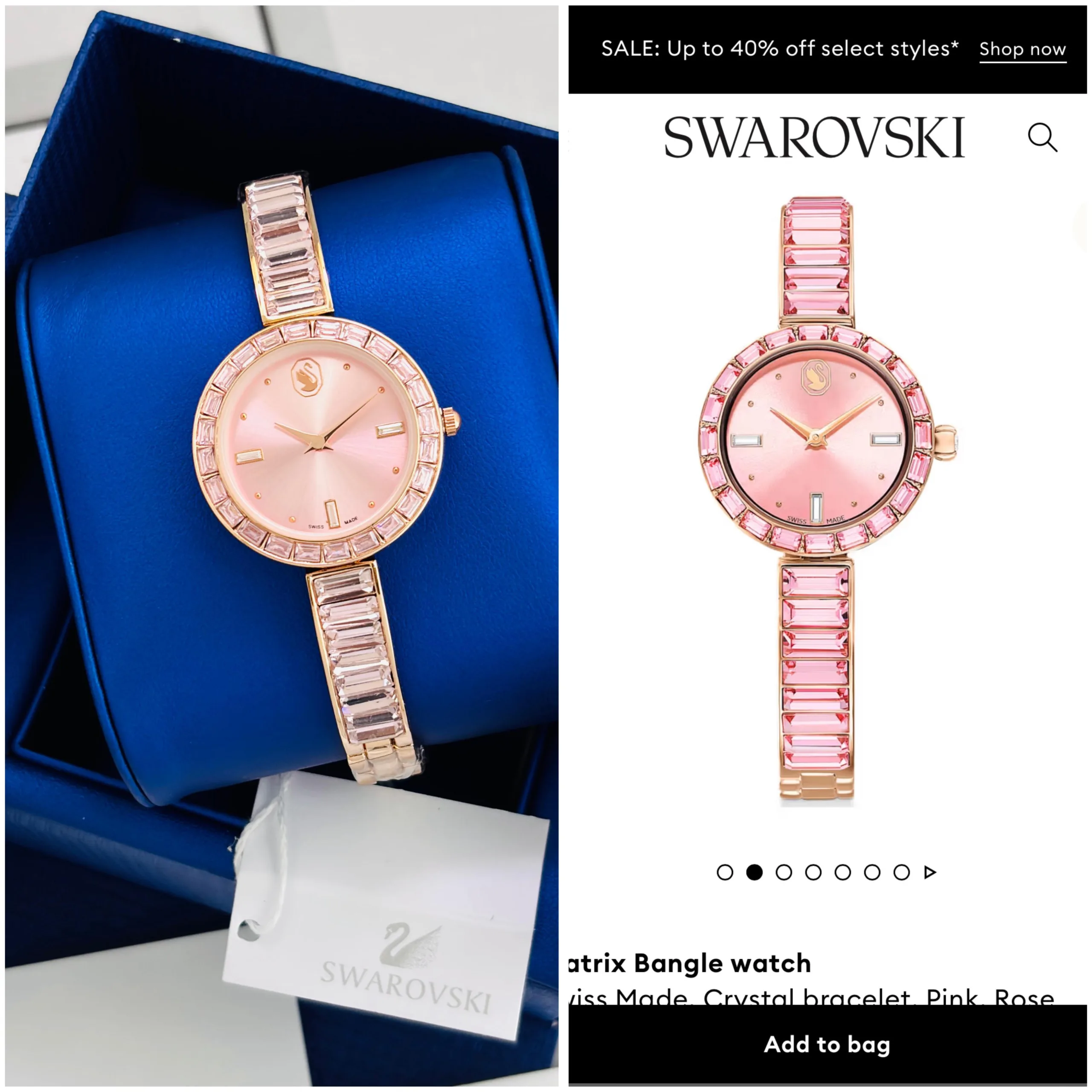 first copy watches Watches Swarovski Matrix Bangle Pink Crystal Premium Swarovski Matrix Bangle Pink Crystal - Image 3