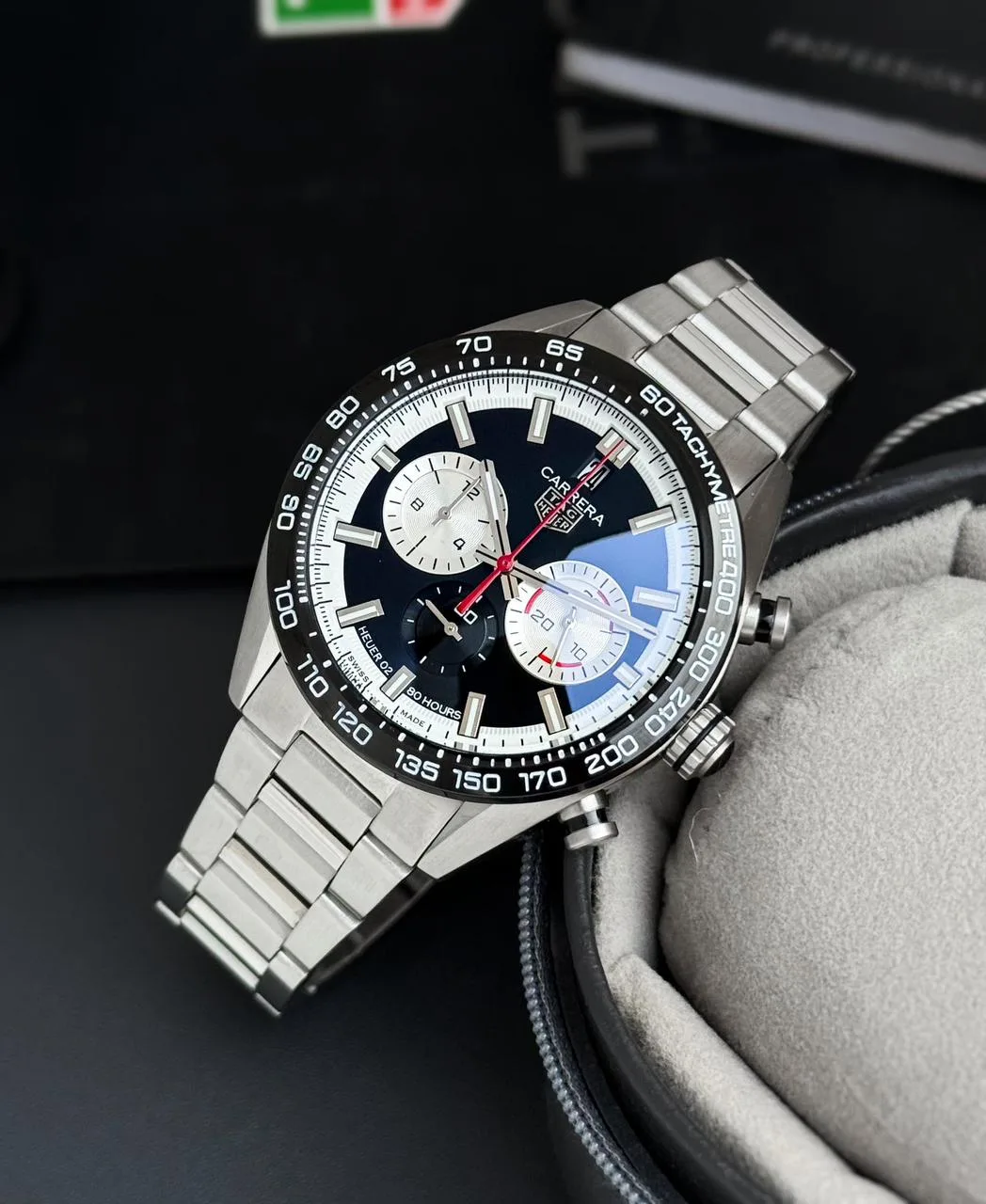 first copy watches Watches Tag Heuer Black Dial Stainless Steel (44mm) Premium Tag Heuer Black Dial Stainless Steel (44mm) - Image 2