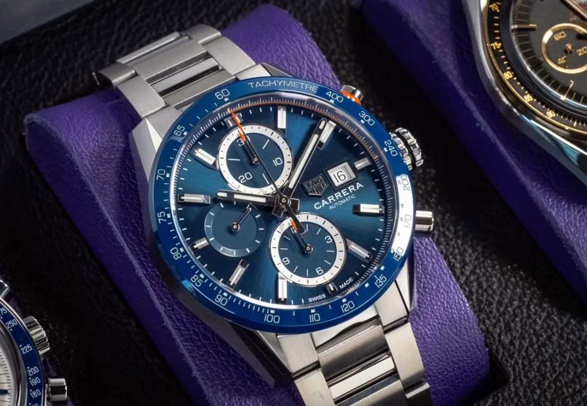 first copy watches Watches Tag Heuer Blue Dial Stainless Steel Luxury (44mm) Premium Tag Heuer Blue Dial Stainless Steel Luxury (44mm) - Image 3