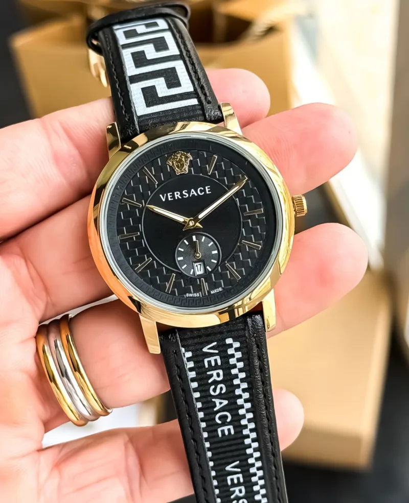 Versace Greca Black Dial Chronograph Watch