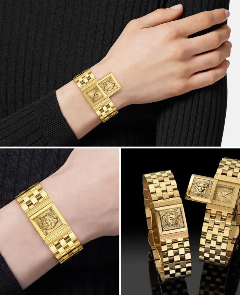 Versace PVD Gold Asymmetrical Quartz