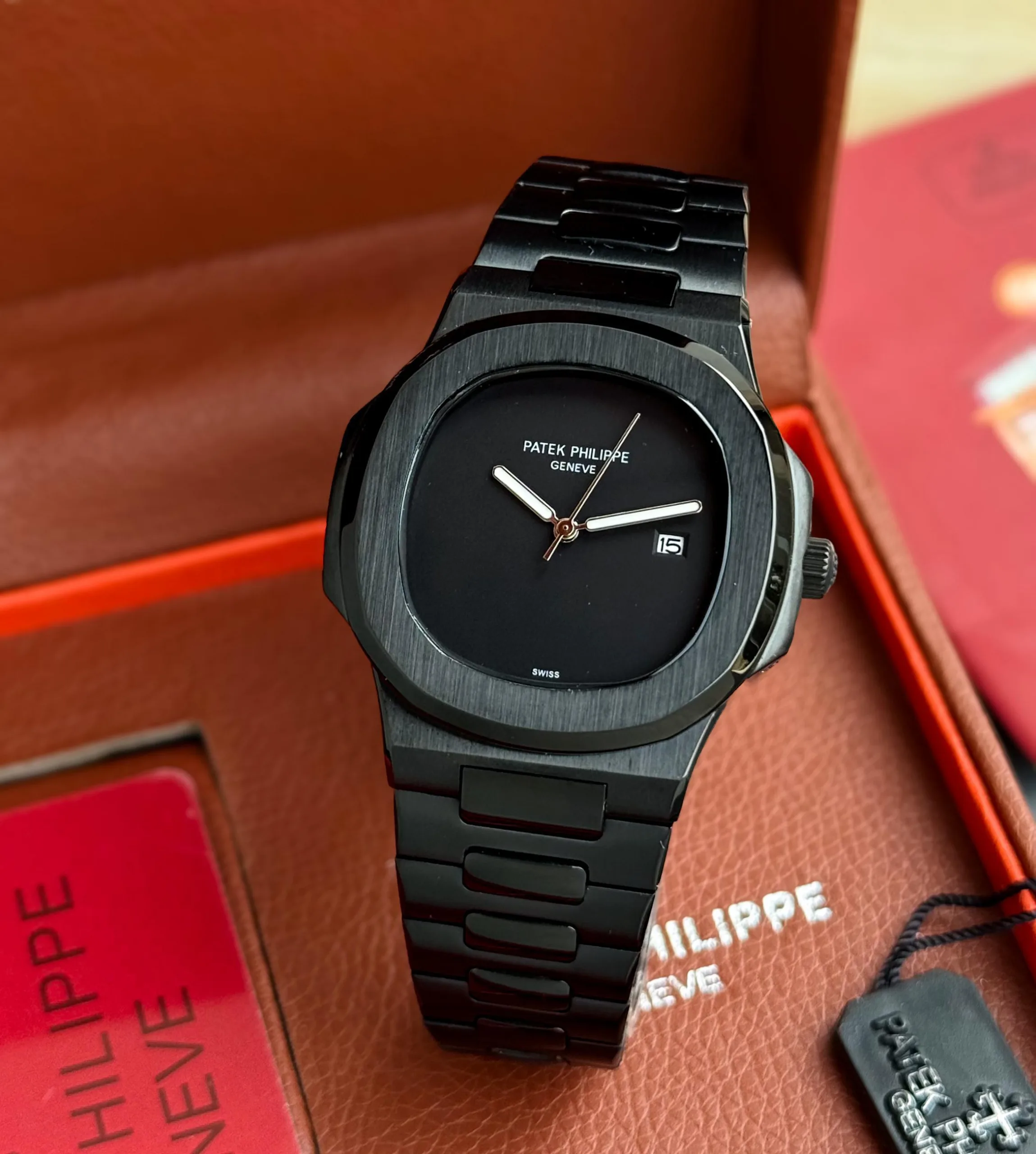 first copy watches Watches Patek Philippe Full Black Nautilus Premium Patek Philippe Full Black Nautilus - Image 3