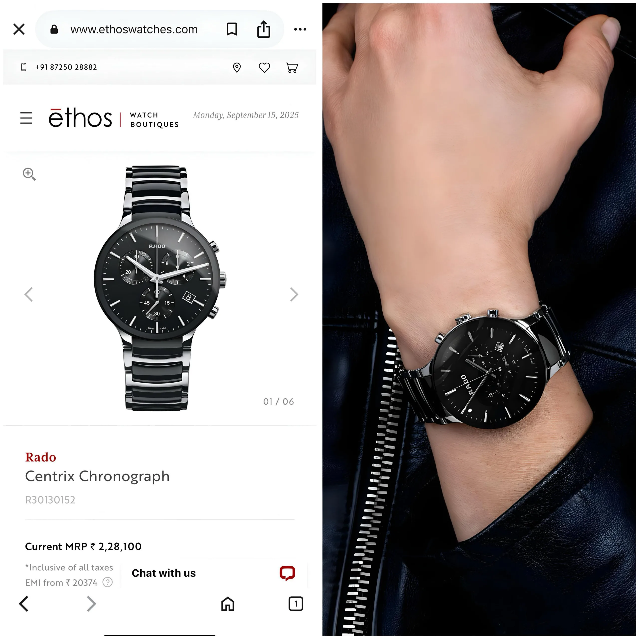 first copy watches Watches Rado Centrix Black Chronograph Premium Rado Centrix Black Chronograph - Image 5