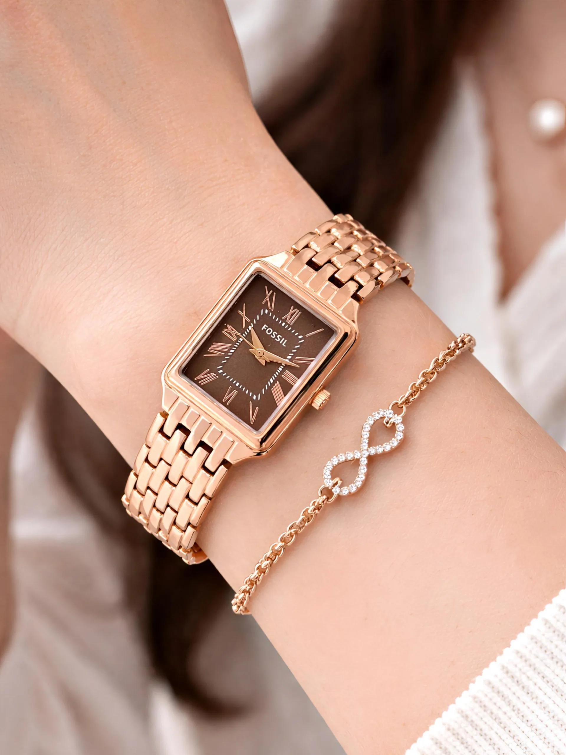 first copy watches Watches Fossil Raquel Brown Rectangular Dial Premium Fossil Raquel Brown Rectangular Dial - Image 3