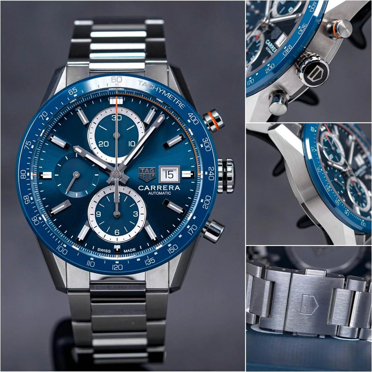 first copy watches Watches Tag Heuer Blue Dial Stainless Steel Luxury (44mm) Premium Tag Heuer Blue Dial Stainless Steel Luxury (44mm) - Image 4