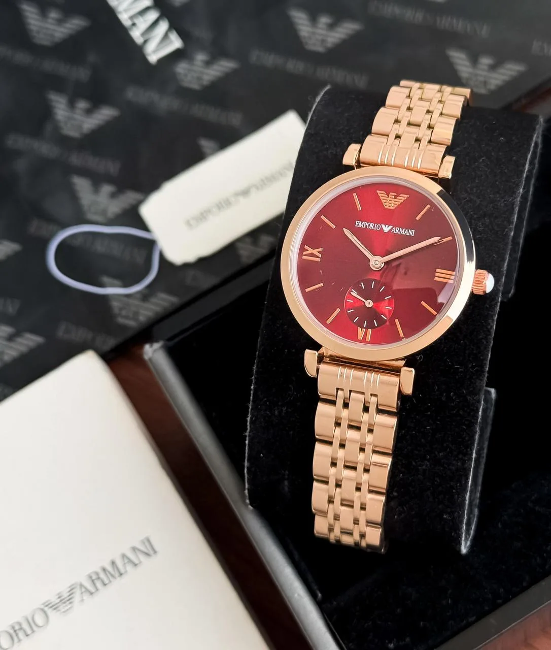 first copy watches Watches Emporio Armani Rose Gold Dial - Stainless Steel Premium Emporio Armani