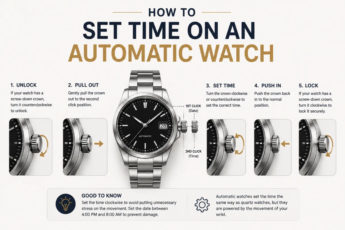 first copy watches Watches First Copy Watches Premium How to set time on an automatic watch