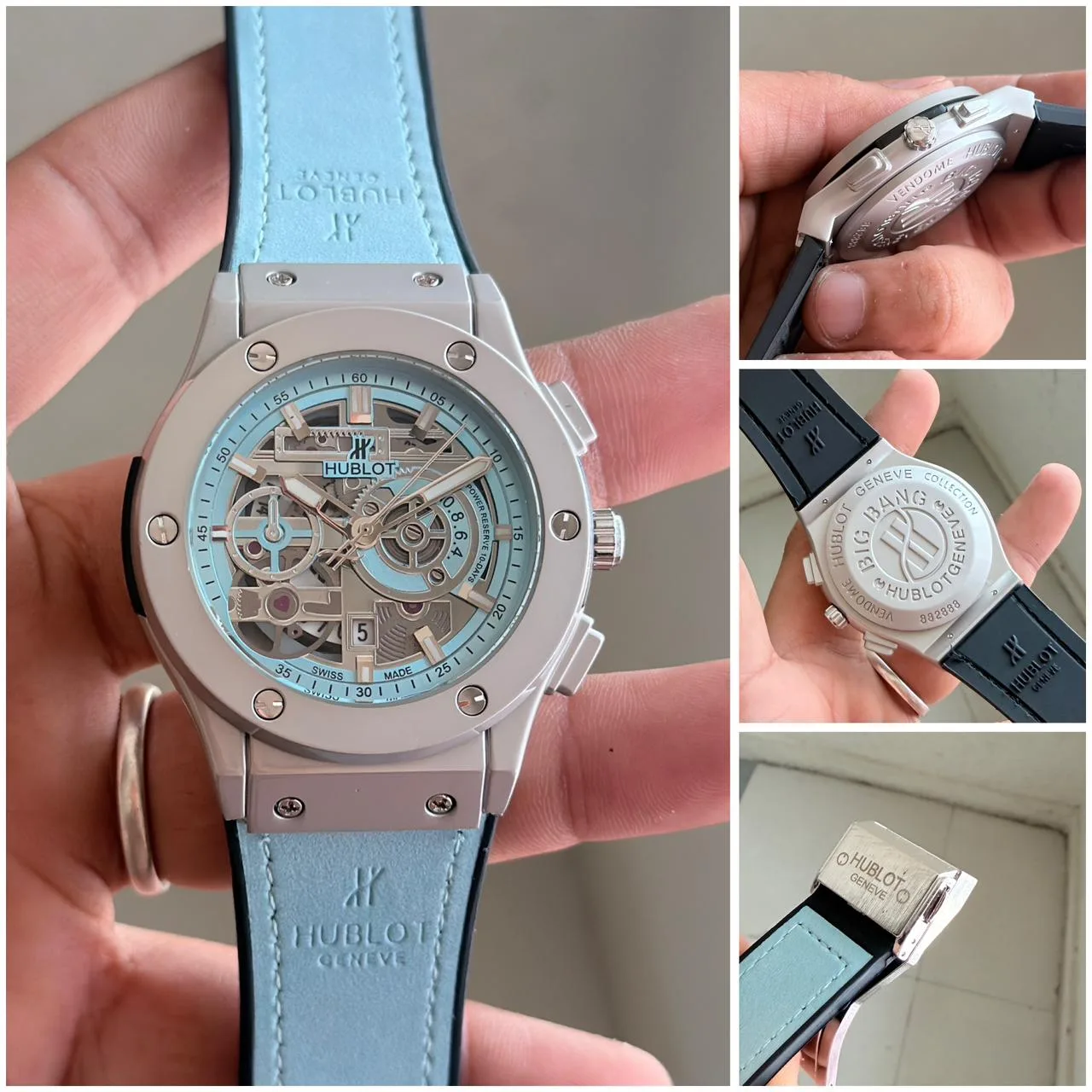 first copy watches Watches Hublot Ice Blue Automatic Watch Premium first copu Hublot Ice Blue Automatic Watch