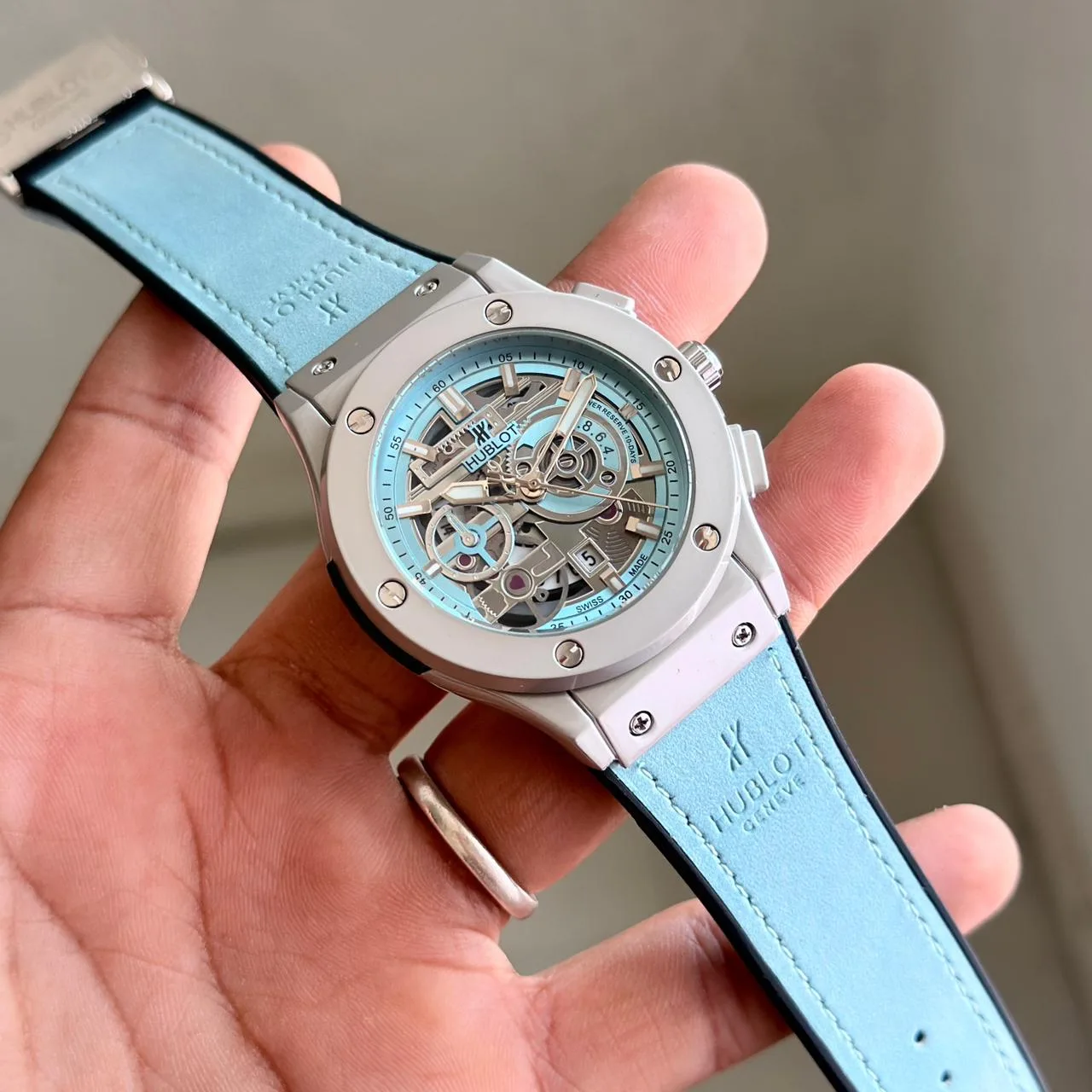 first copy watches Watches Hublot Ice Blue Automatic Watch Premium first copu Hublot Ice Blue Automatic Watch