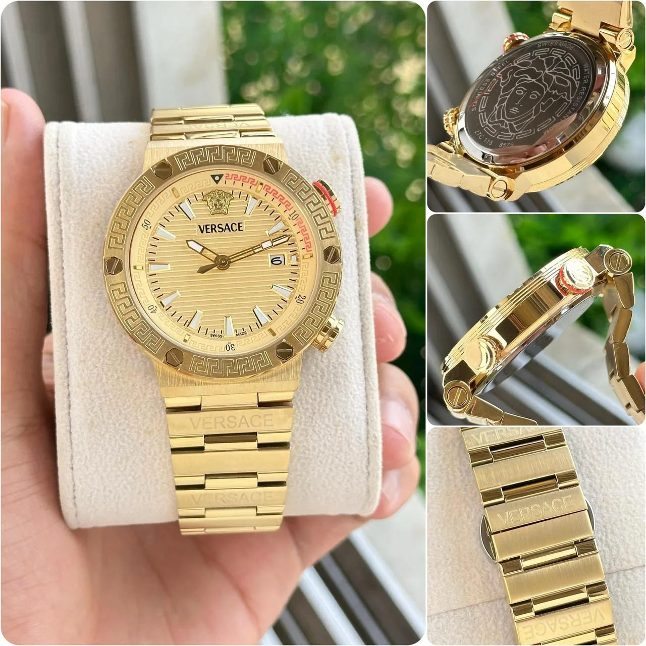 first copy watches Watches Versace Greca Logo 43mm Gold Premium first copy Versace Greca Logo 43mm Gold