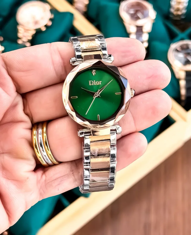 Dior Women's Rose Gold & Green Dial