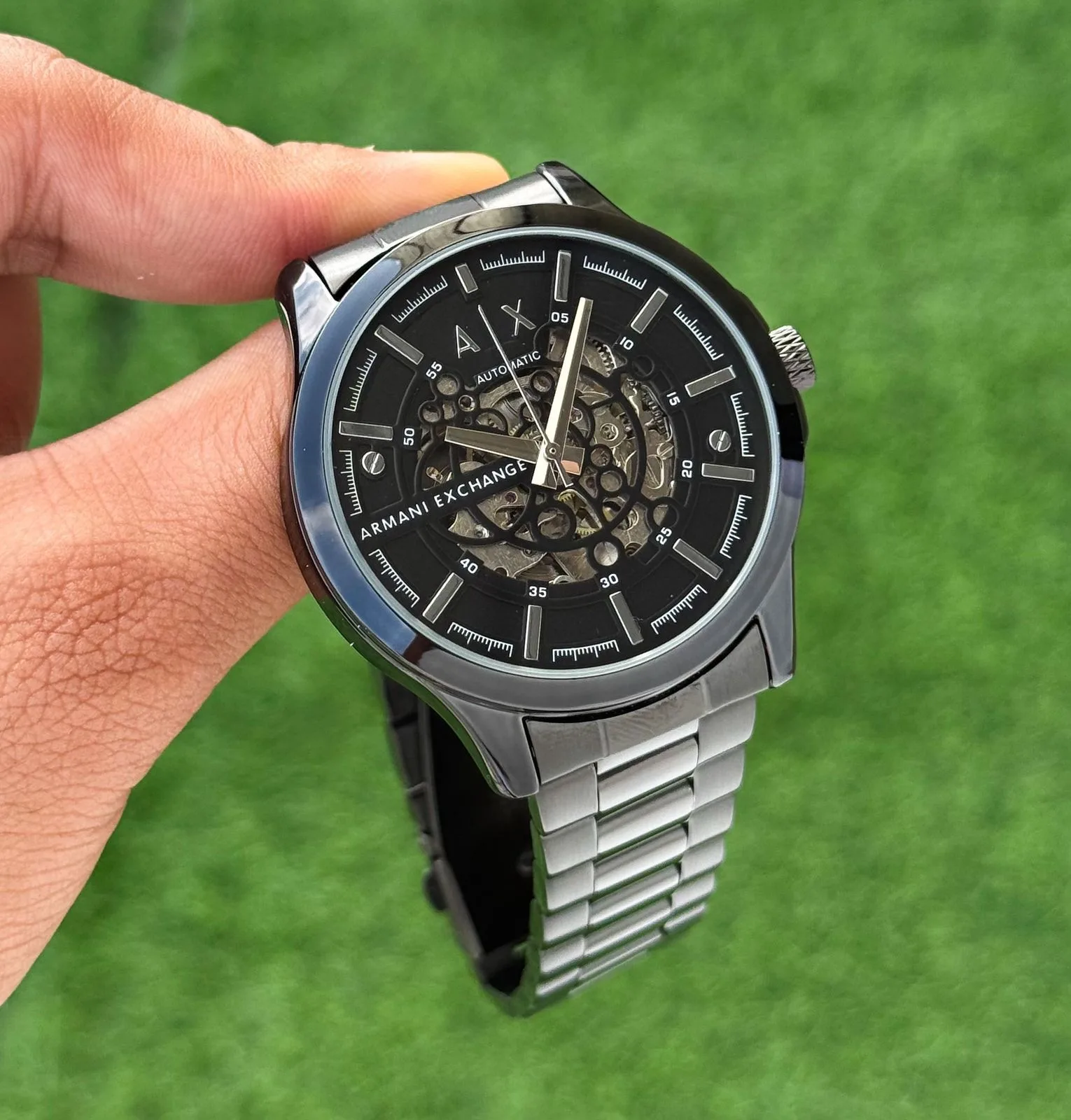 first copy watches A/X Armani Automatic Black Skeleton Premium Watch Store Armani Exchange