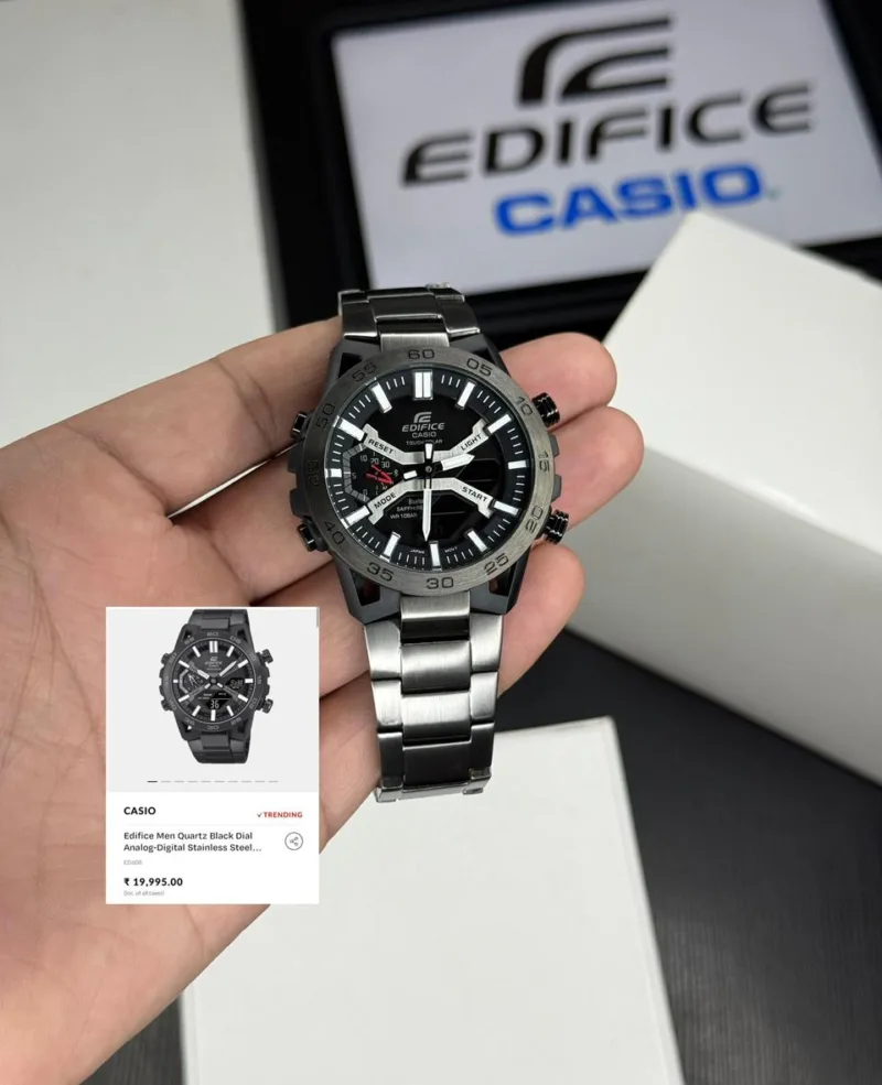 Casio Edifice Black Dial Analog-Digital
