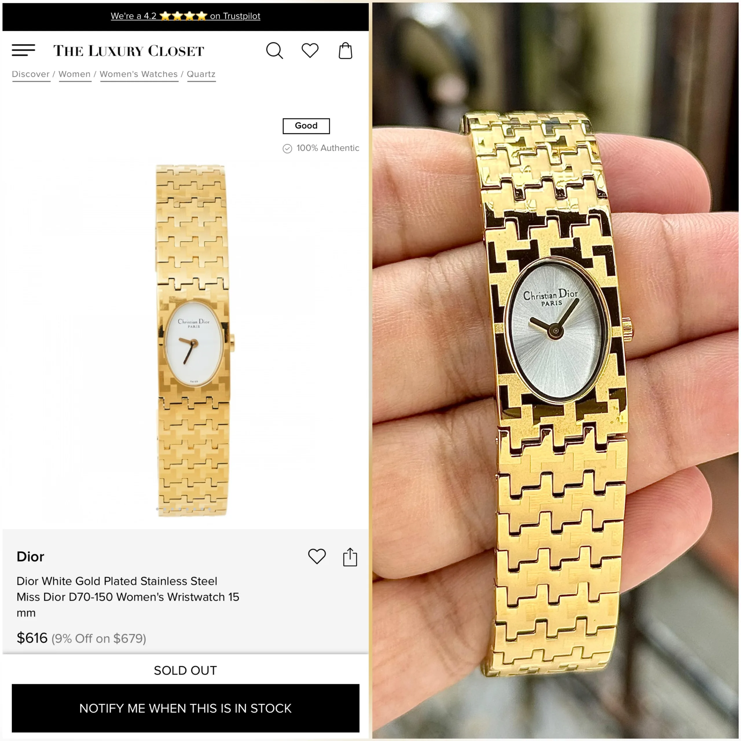 first copy watches Christian Dior Miss Dior Premium Gold-Tone Premium Watch Store Christian Dior Miss Dior Premium Gold-Tone