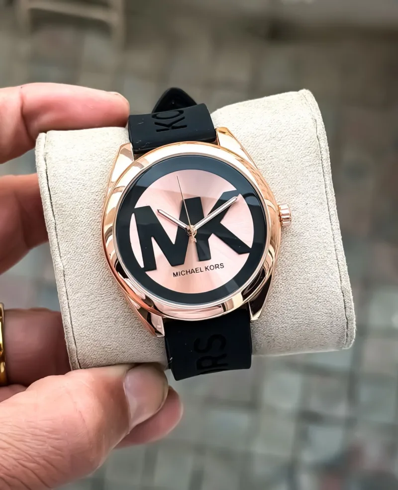 Michael Kors Ladies Rose Gold & Black Silicone3