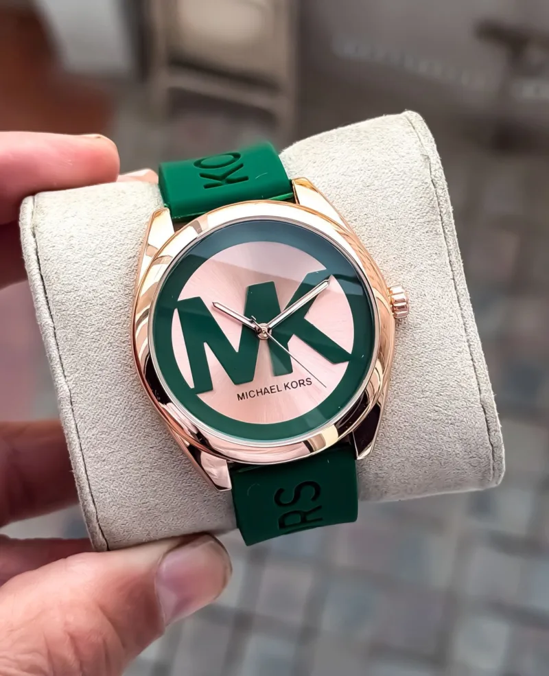 Michael Kors Ladies Rose Gold & Green Siliconea