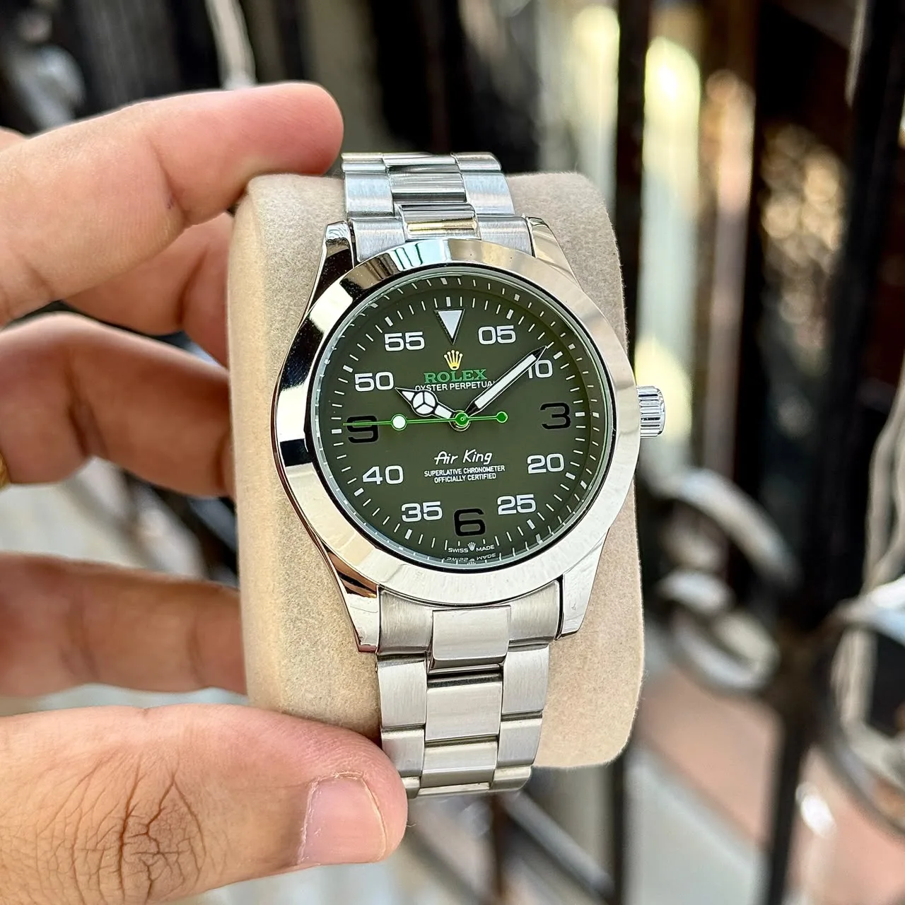 first copy watches Rolex Air-King Olive Green Aviation-Inspired Dial Premium Watch Store Rolex Air-King Olive Green Aviation-Inspired Dial