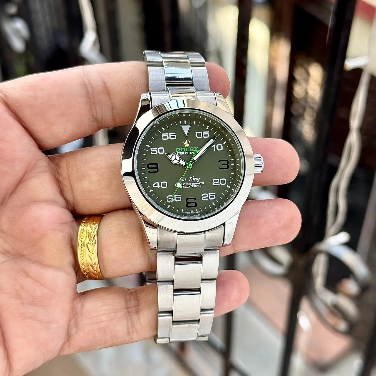 first copy watches Rolex Air-King Olive Green Aviation-Inspired Dial Premium Watch Store Rolex Air-King Olive Green Aviation-Inspired Dial