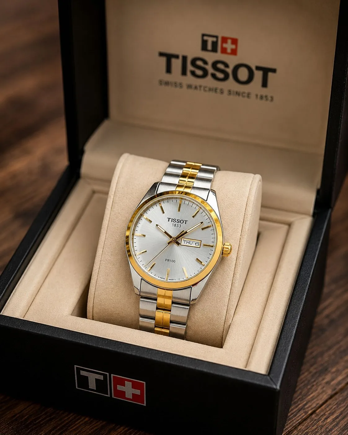 first copy watches Tissot PR100 Gold Day & Date Premium Watch Store Tissot PR100 Gold Day & Date