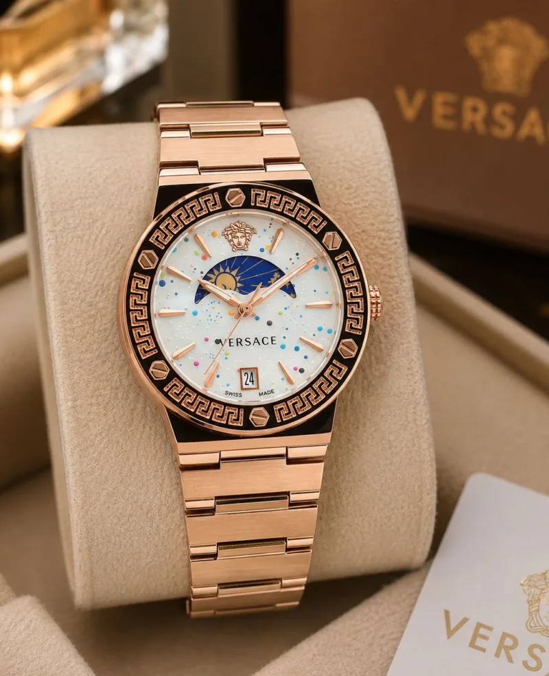 Versace Greca Logo Moon Phase Watch for Men & Women