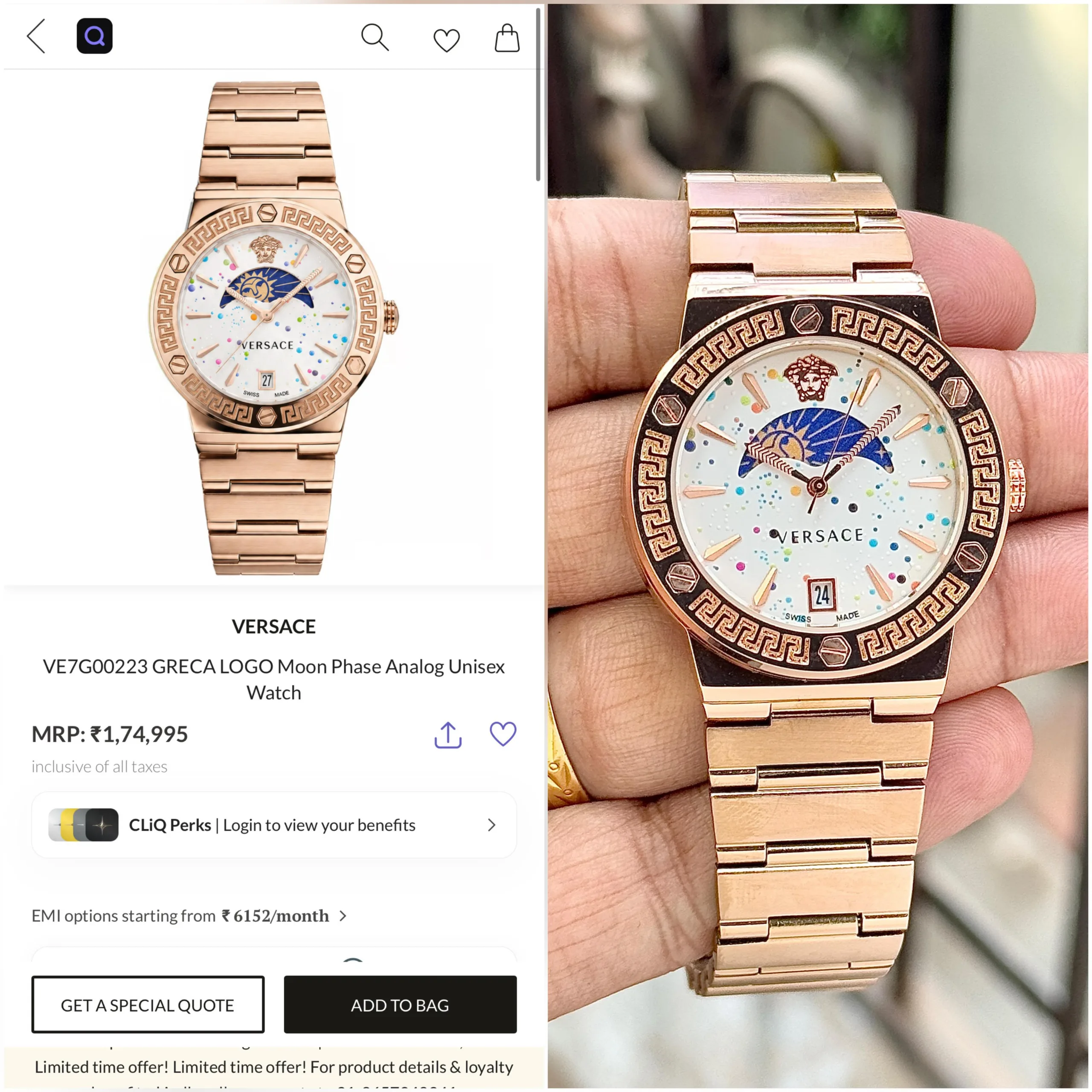 first copy watches Versace Greca Logo Moon Phase Premium Watch Store Versace Greca Logo Moon Phase Watch for Men & Women