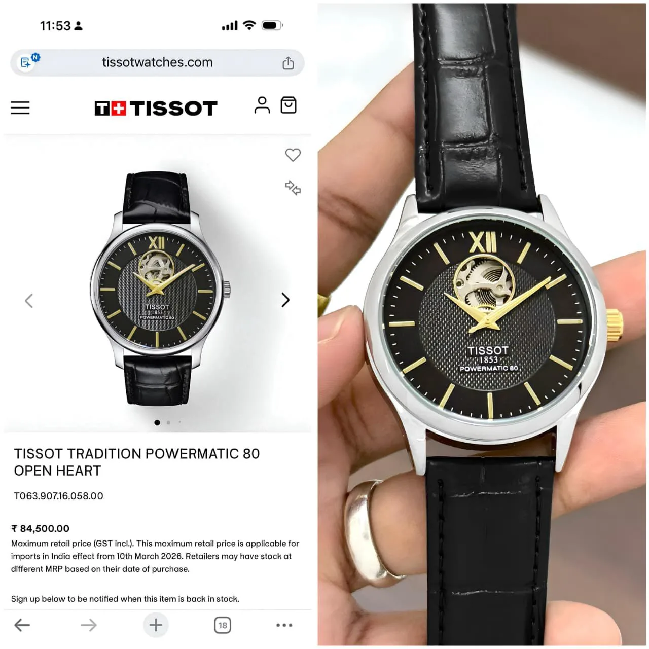 first copy watches Tissot Tradition Powermatic 80 Automatic Premium Watch Store Tissot Tradition Powermatic 80 Automatic