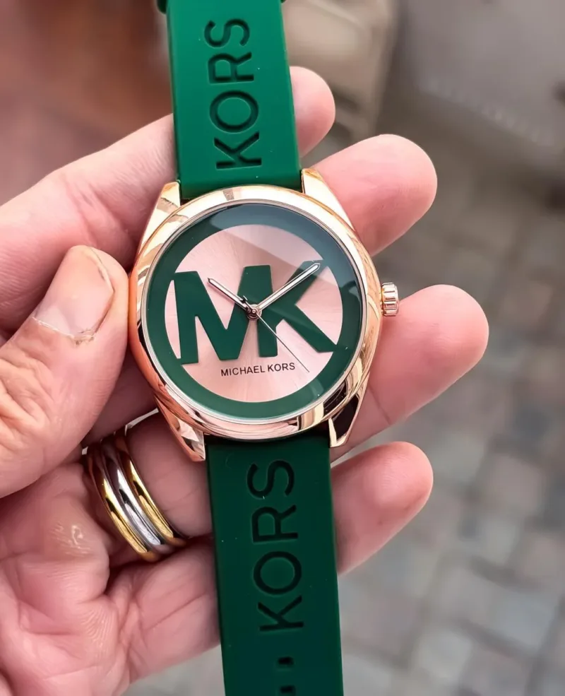 Michael Kors Ladies Rose Gold & Green Siliconea
