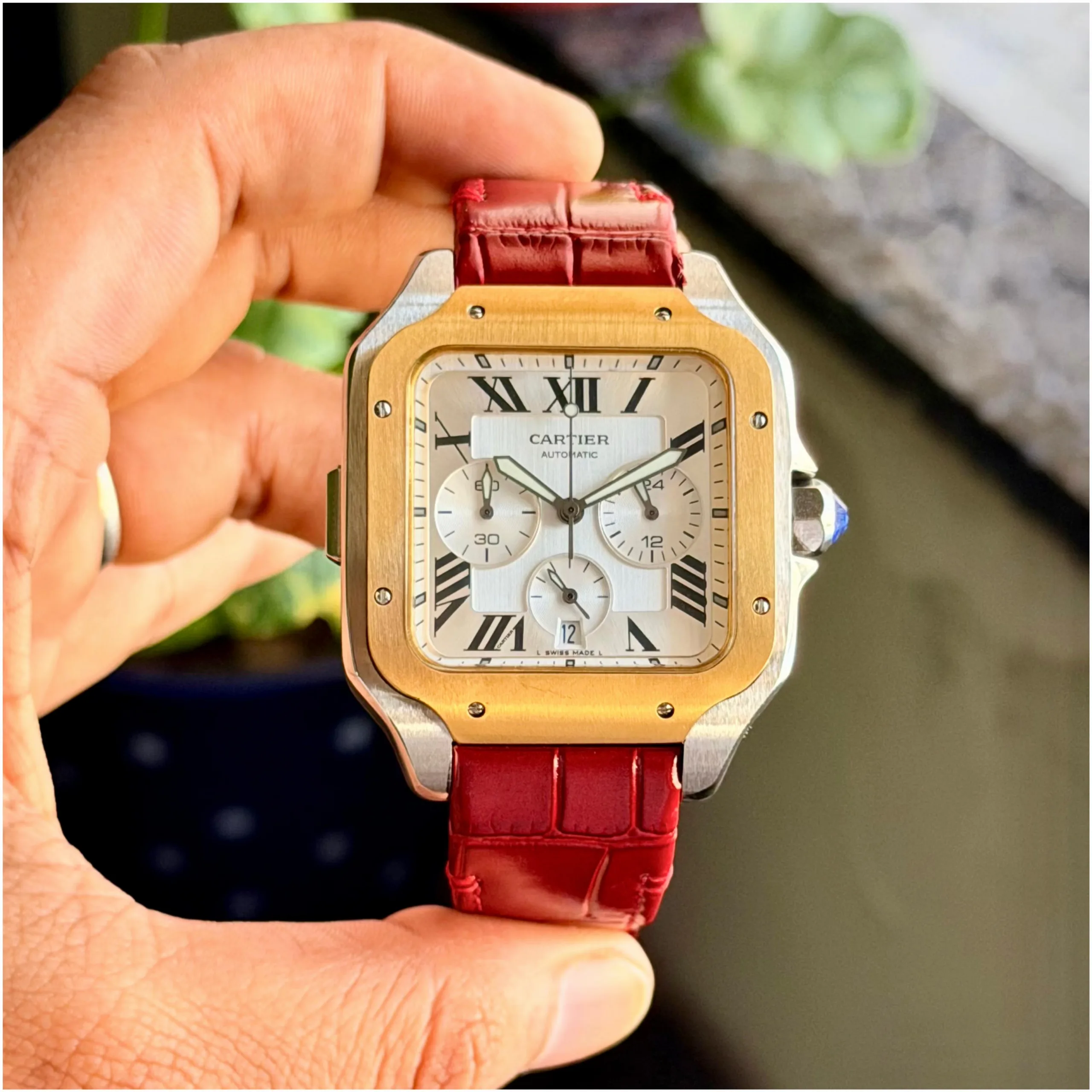 first copy watches Cartier Santos Semi-ETA Chronograph Premium Watch Store Cartier Santos Chronograph Watch for Men