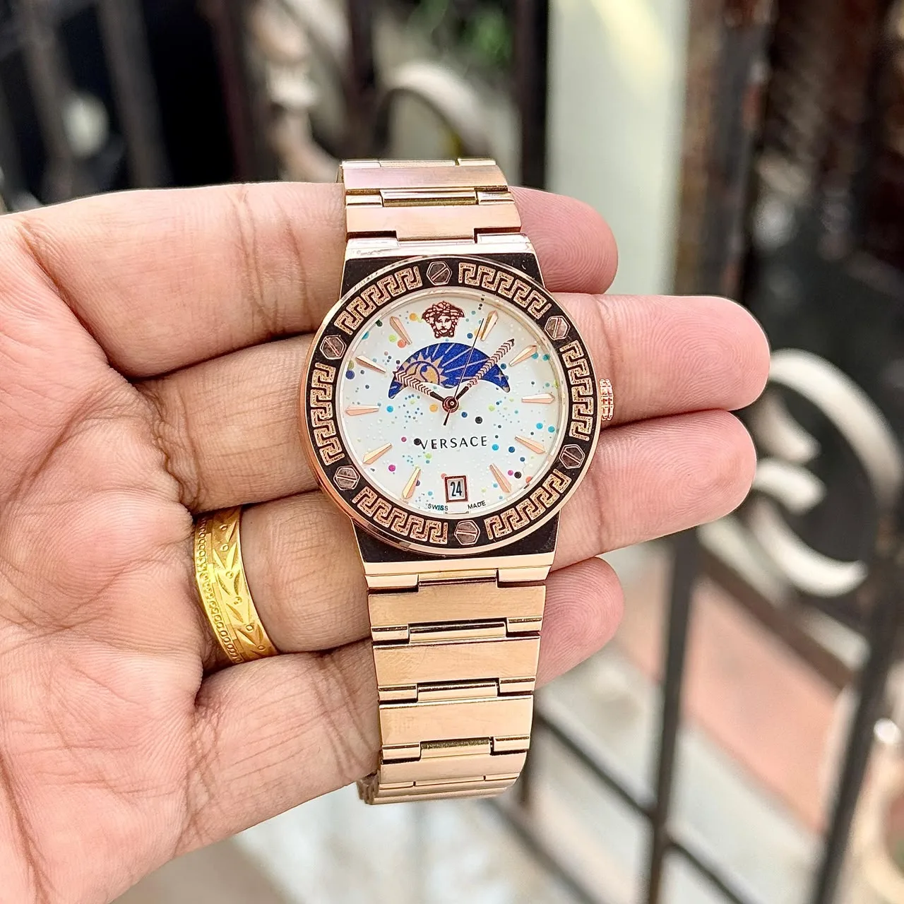 first copy watches Versace Greca Logo Moon Phase Premium Watch Store Versace Greca Logo Moon Phase Watch for Men & Women