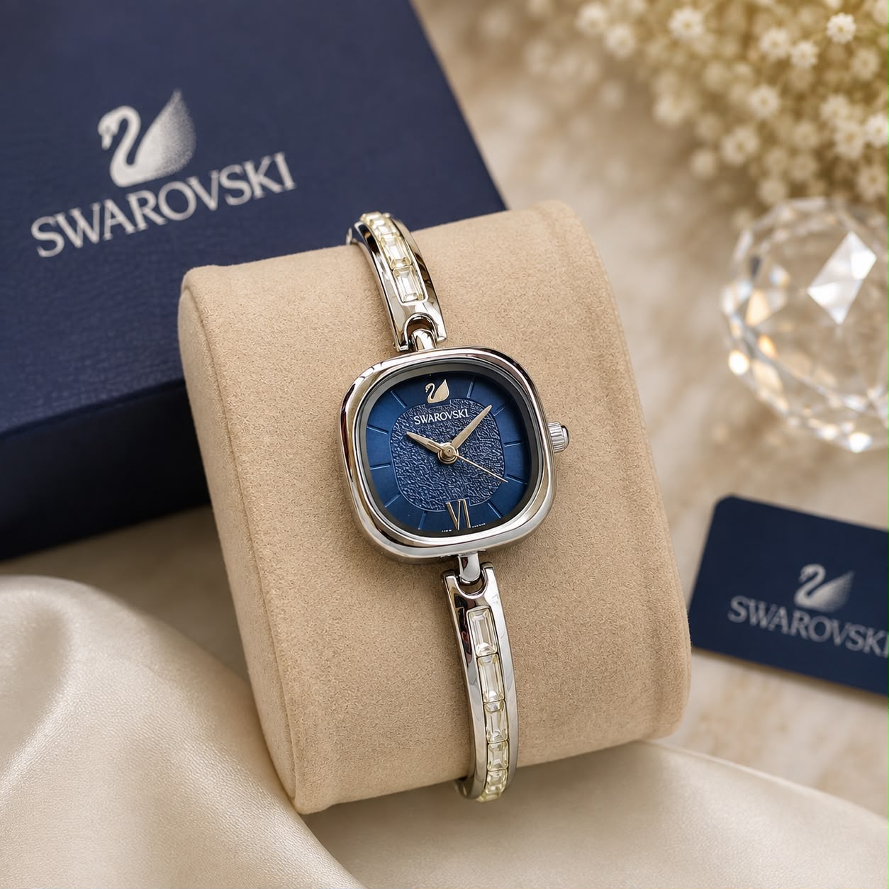Swarovski Ladies Blue Dial & Crystal Bracelet