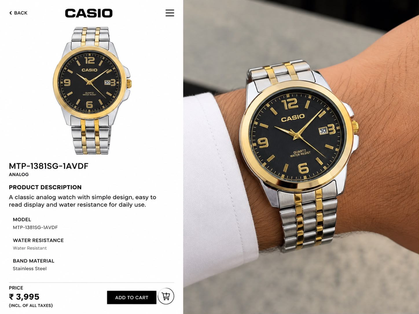 Casio MTP-1307G Two-Tone