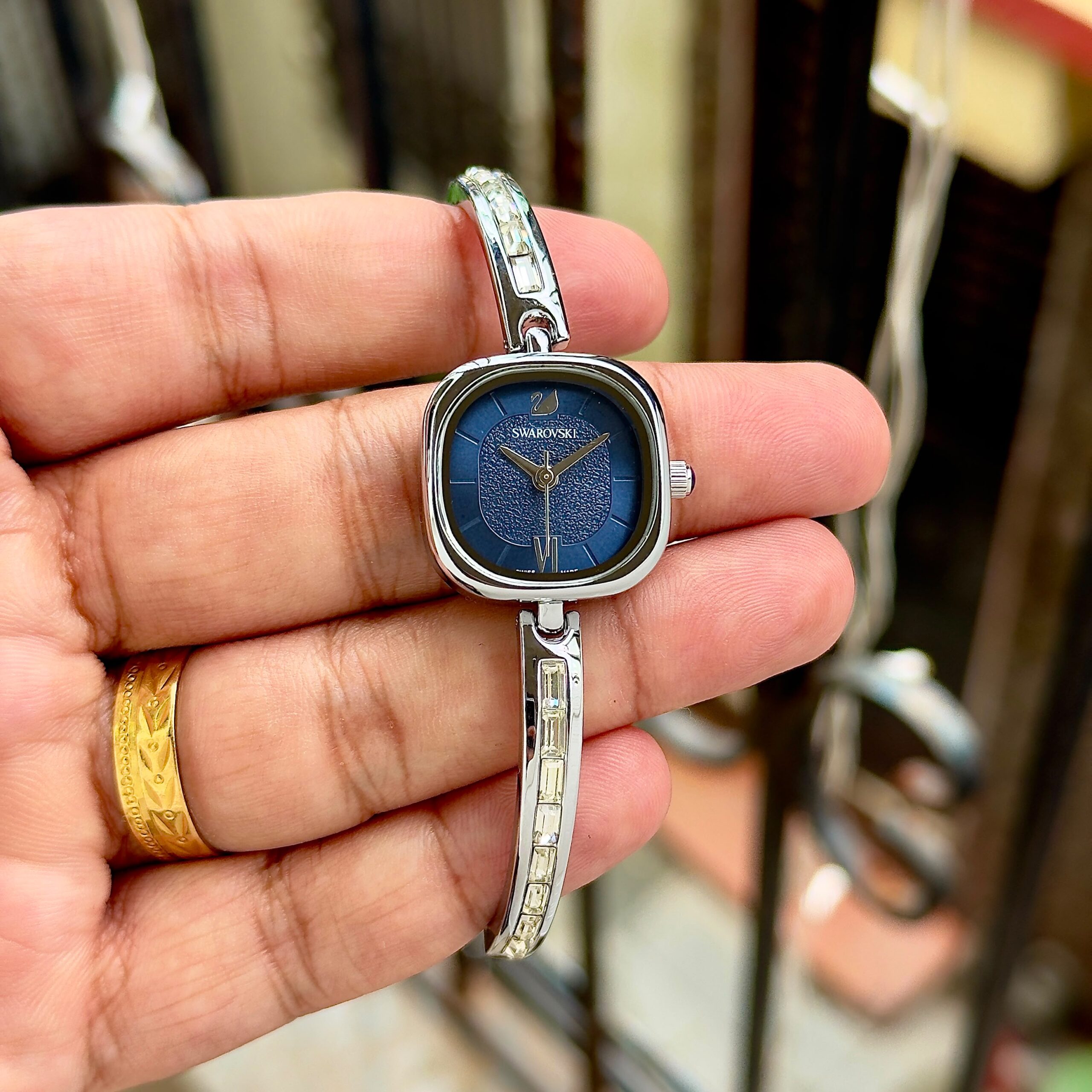 Swarovski Ladies Blue Dial & Crystal Bracelet