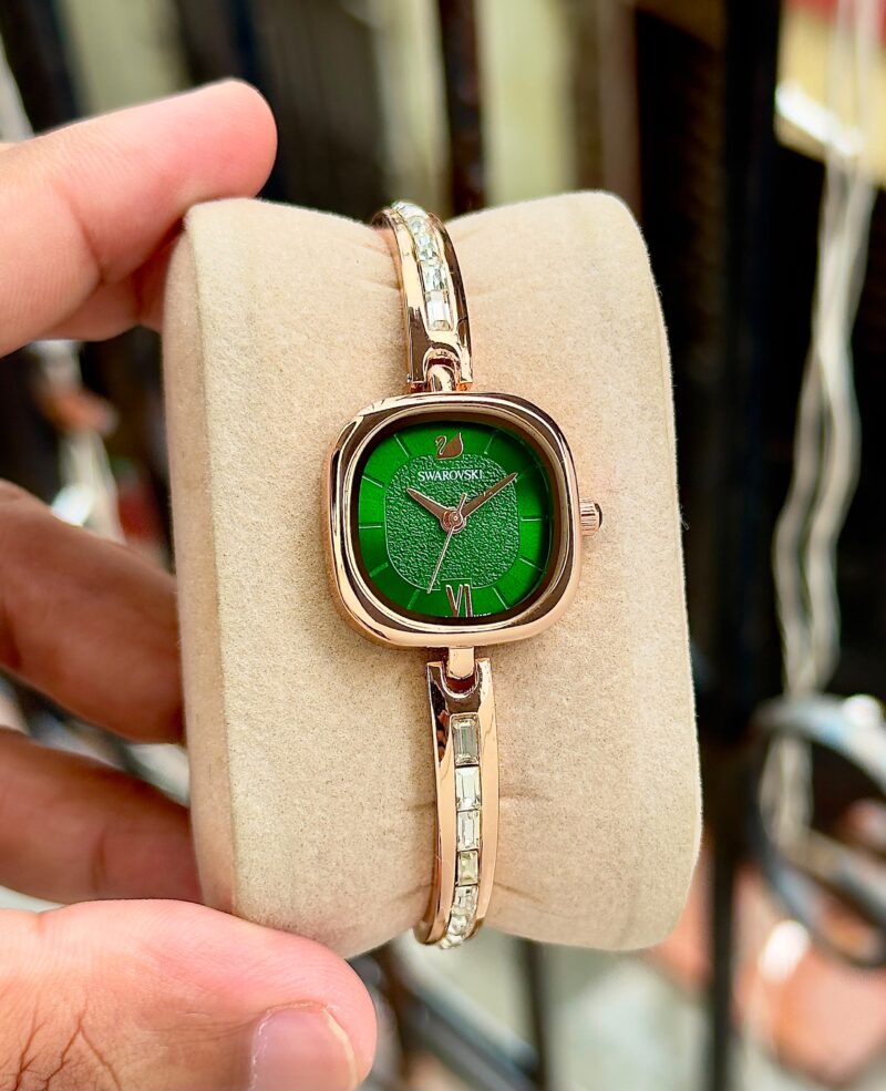 women Swarovski Green Dial & Rose Gold Luxury