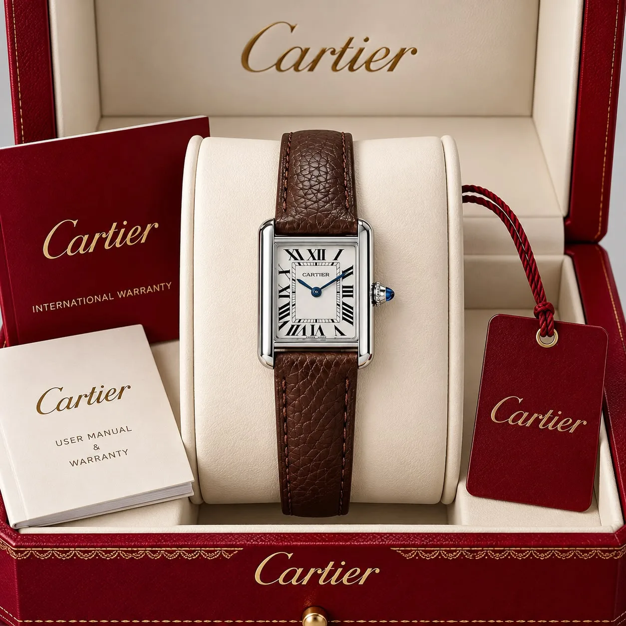 Cartier Tank Must 28mm Brown Leather Strap