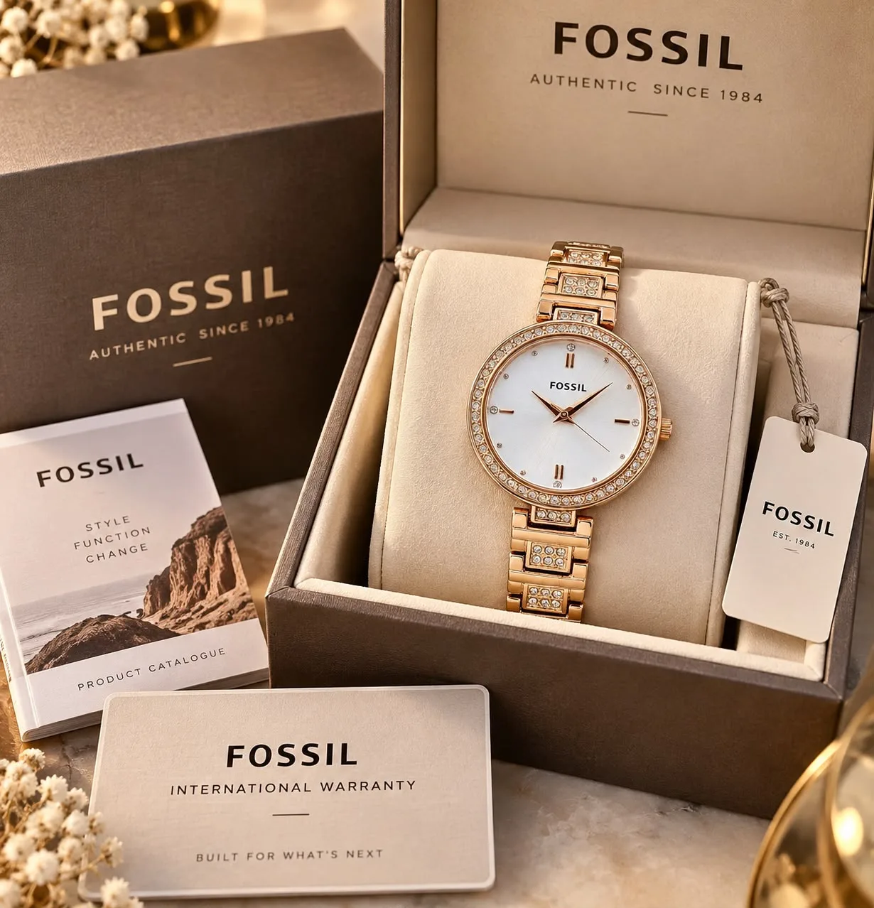 Fossil Karli Rose Gold White Dial
